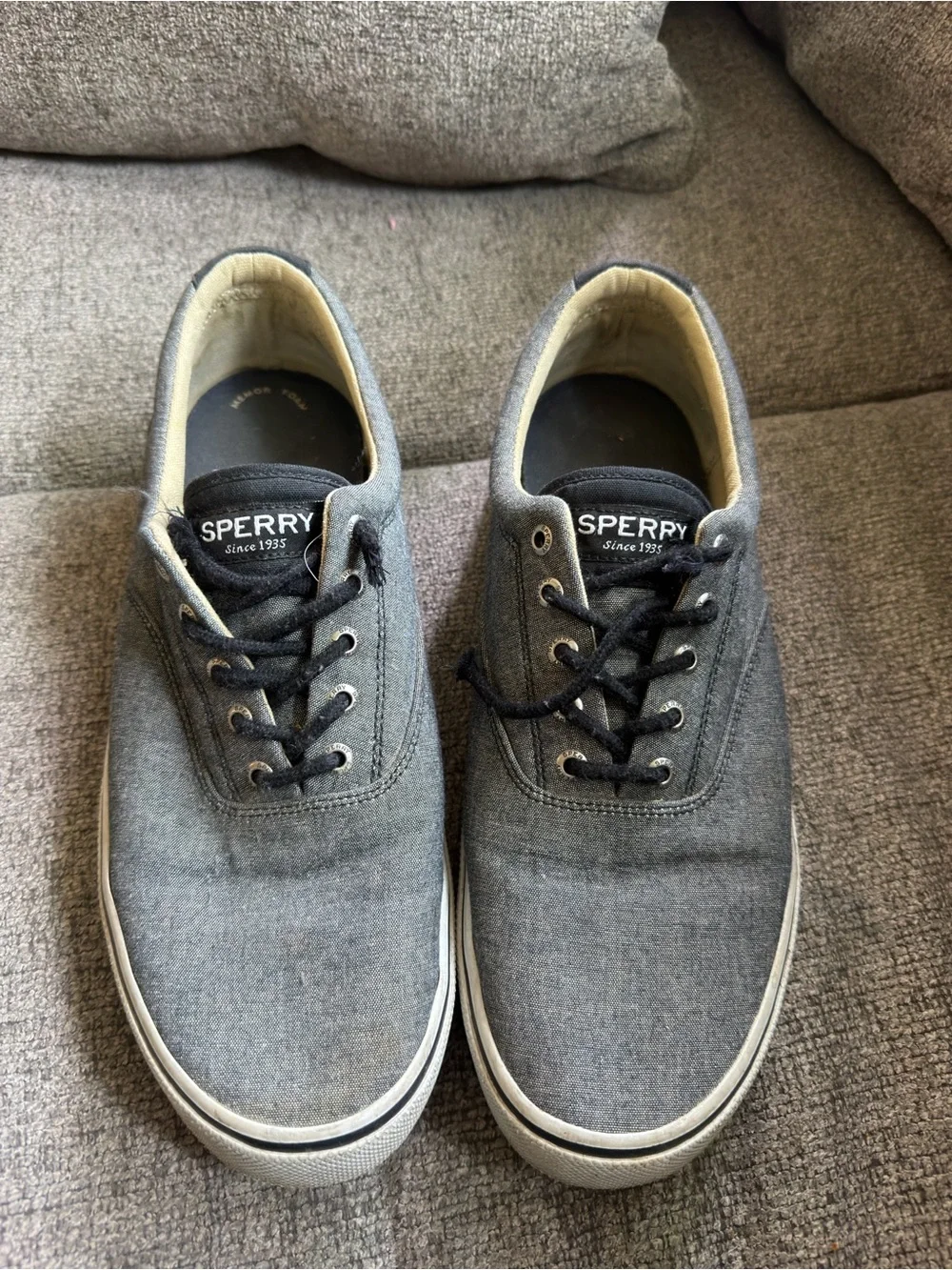 Sperry Men's Gray Canvas Lace-Up Boat Sneakers